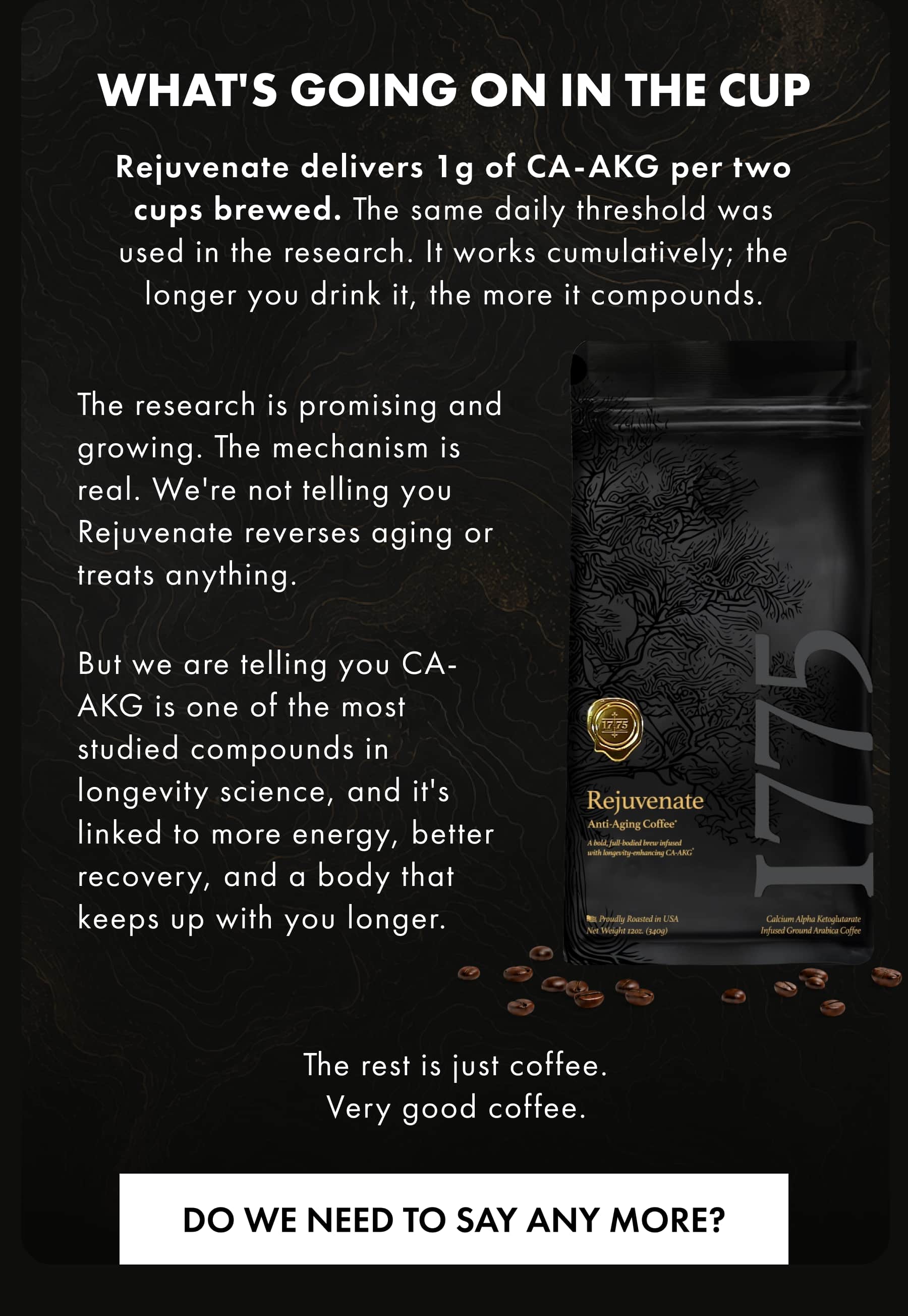 WHAT'S GOING ON IN THE CUP The rest is just coffee. Very good coffee. DO WE NEED TO SAY ANY MORE?